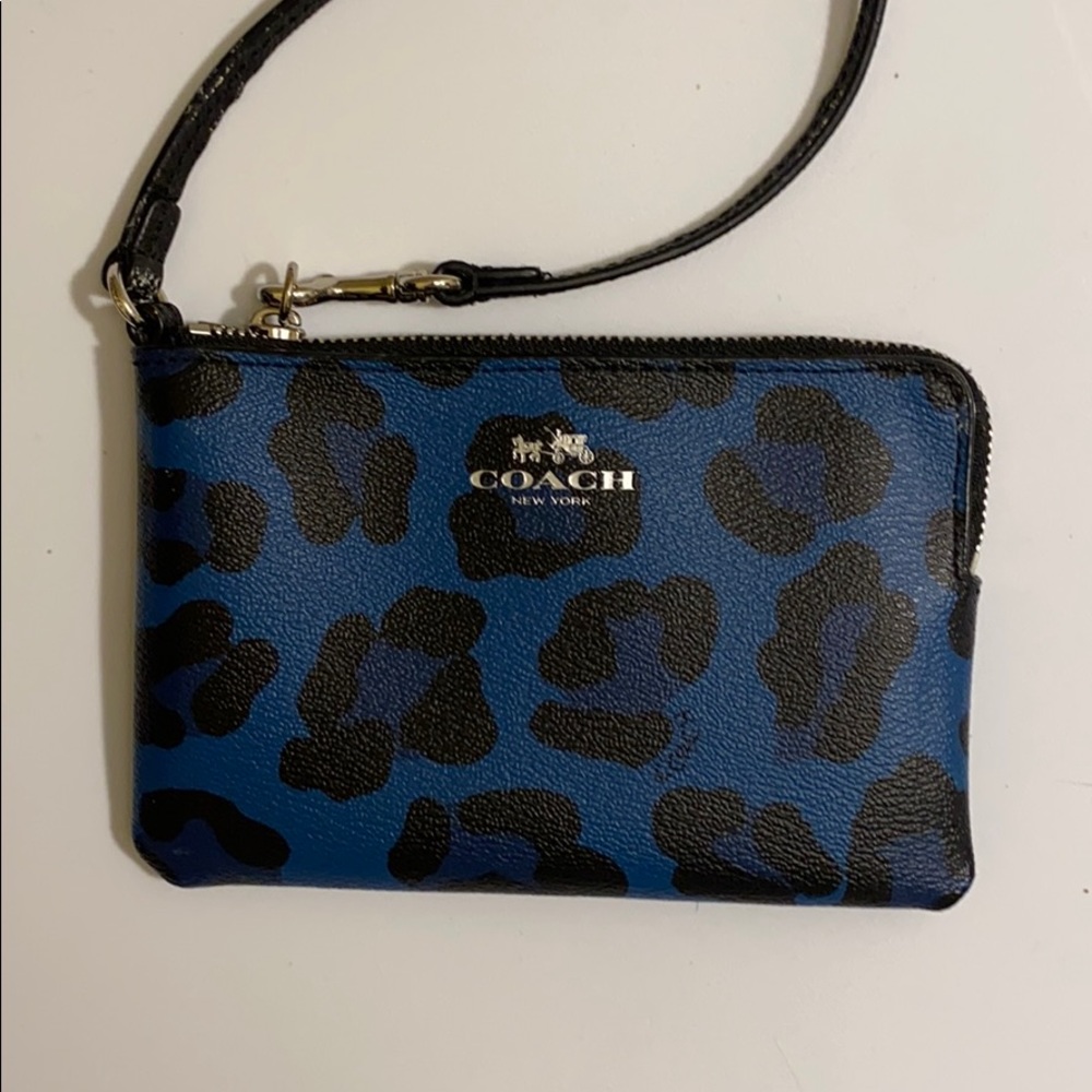 Blue Cheetah Coach Wristlet